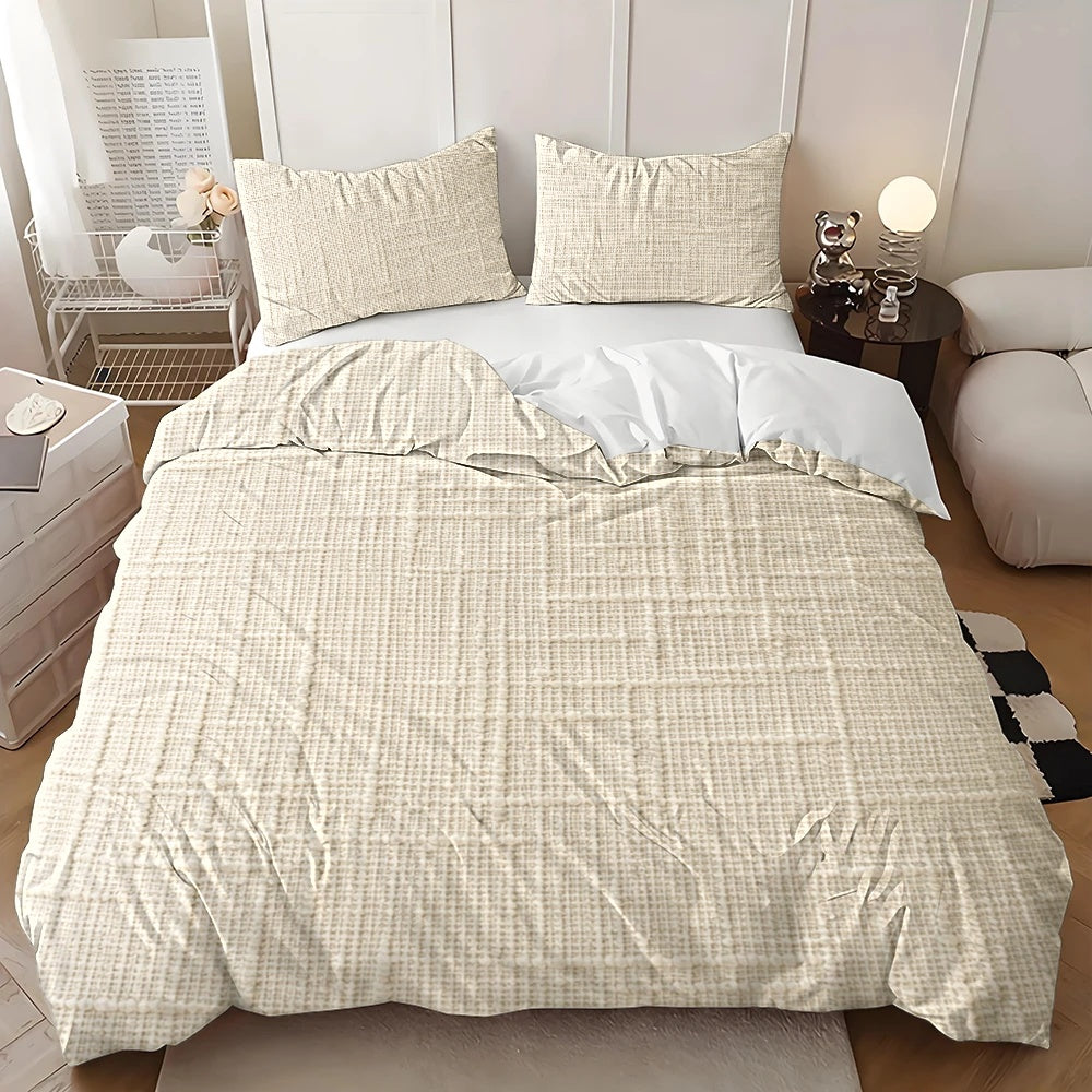 Housse de couette texturée, parure minimaliste 3 pièces