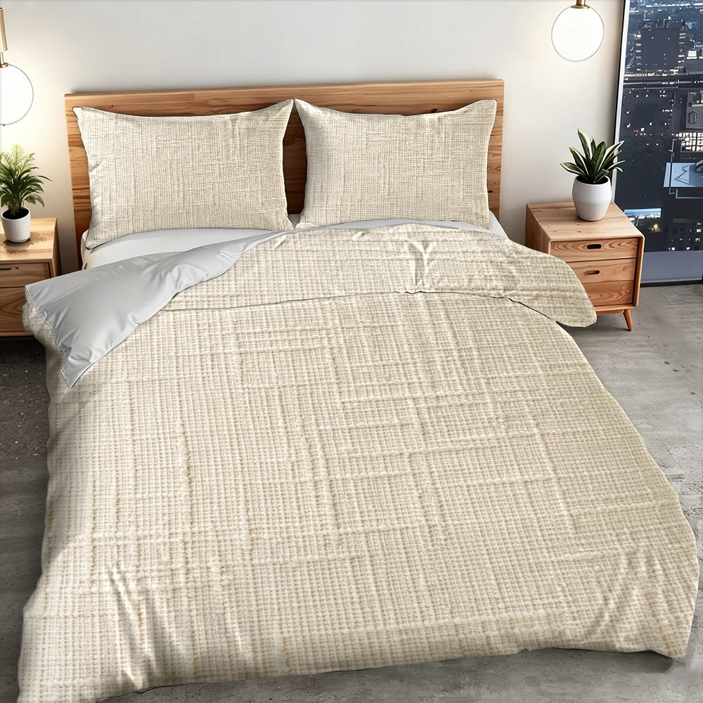 Housse de couette texturée, parure minimaliste 3 pièces