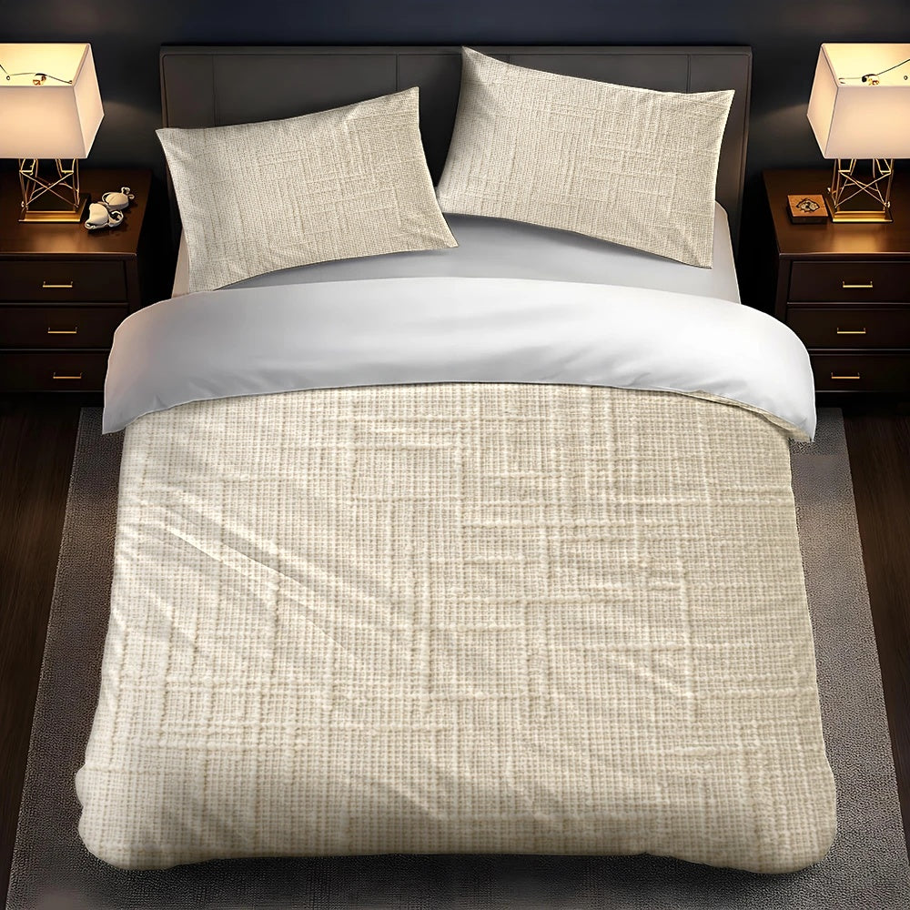 Housse de couette texturée, parure minimaliste 3 pièces