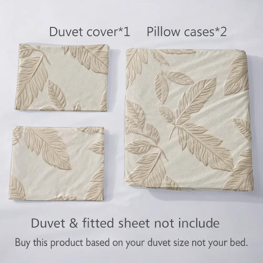 Housse de couette ton sur ton, feuillage en relief