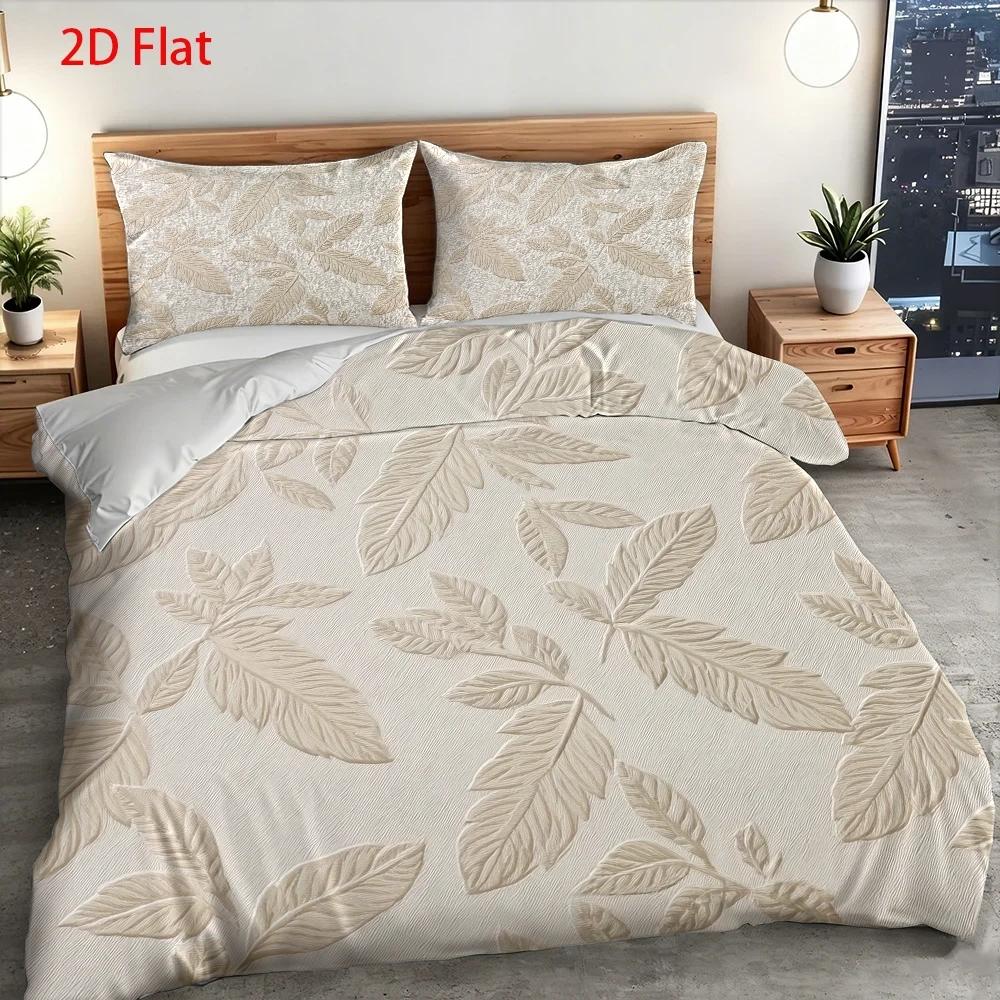 Housse de couette ton sur ton, feuillage en relief