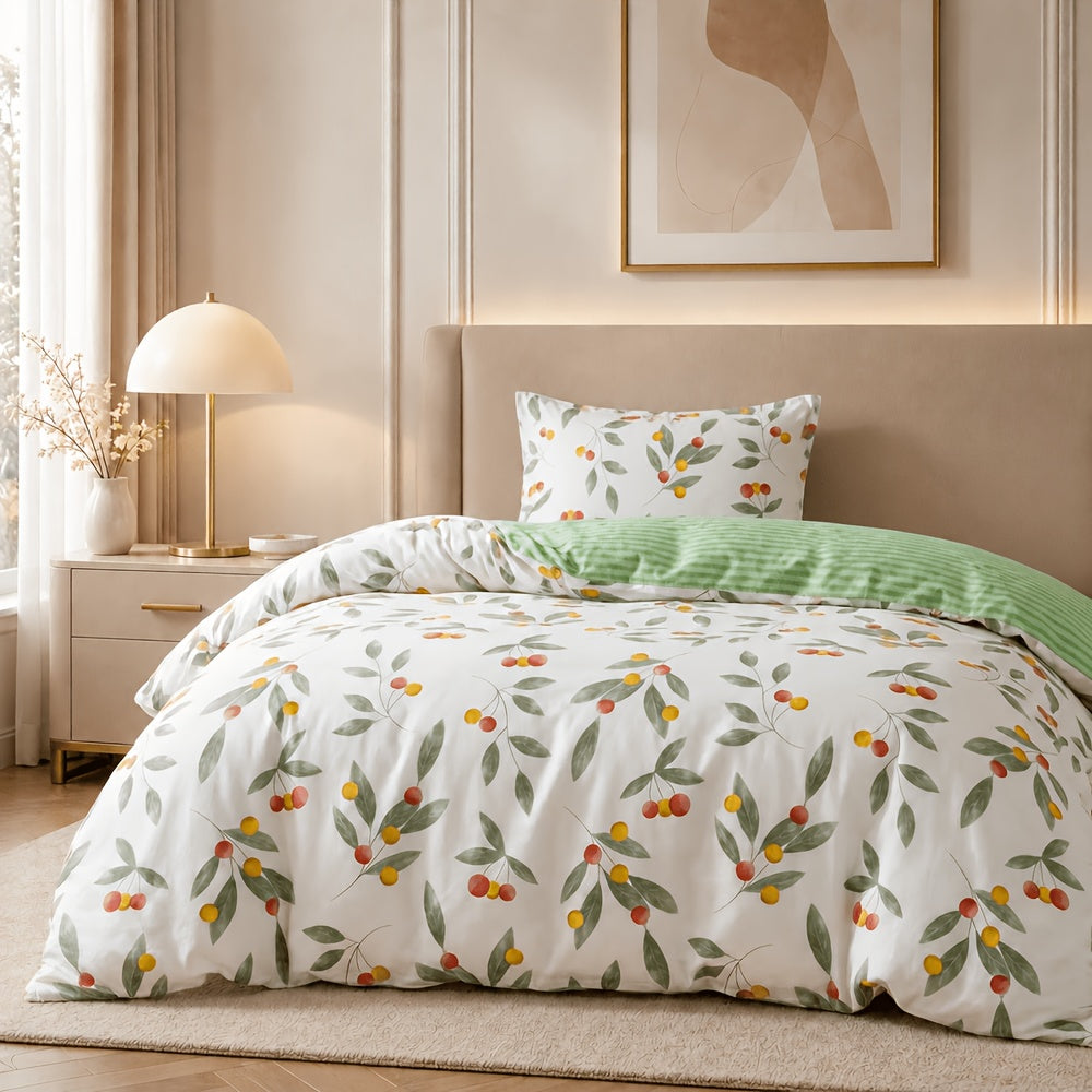 Taie d'oreiller en Coton Pur Feuille de Branche de Cerisier 50*75 / 135cm*200cm