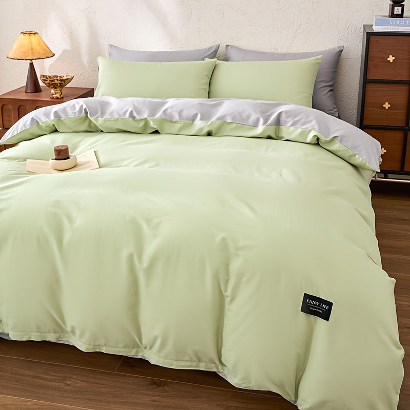 Housse de couette réversible en coton uni, quatre teintes douces