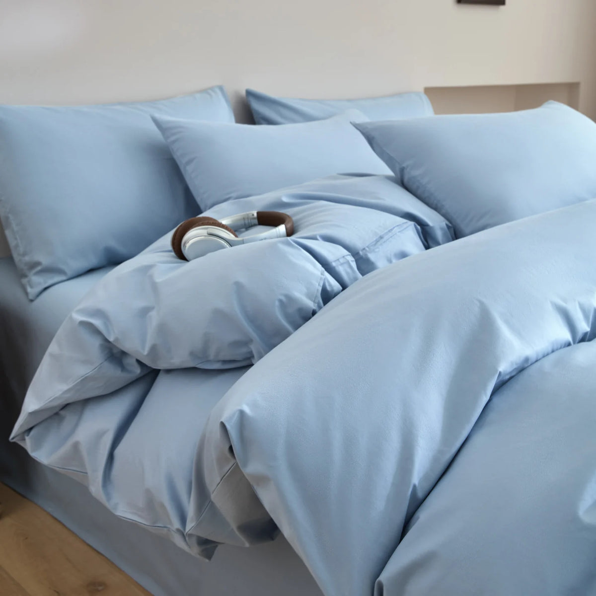 Housse de couette unie en coton, parure 3 pièces, 21 coloris