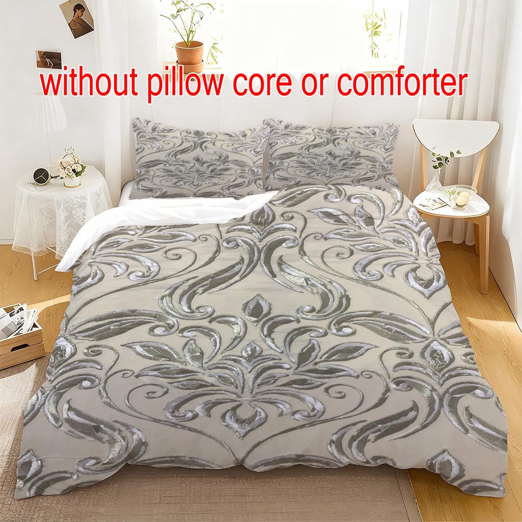 Housse de couette damas sur fond, 5 tailles