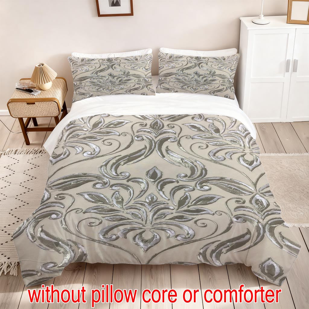 Housse de couette damas sur fond, 5 tailles