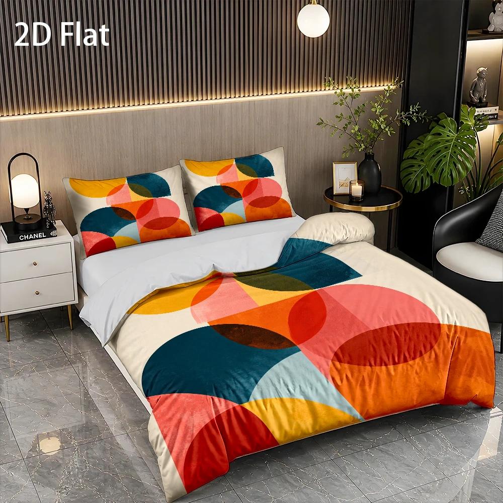 Housse de couette multicolore à grands cercles géométriques