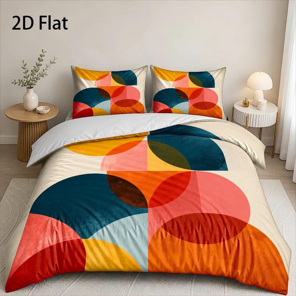 Housse de couette multicolore à grands cercles géométriques