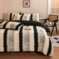 Housse de couette noir et écru, motif touffeté en relief