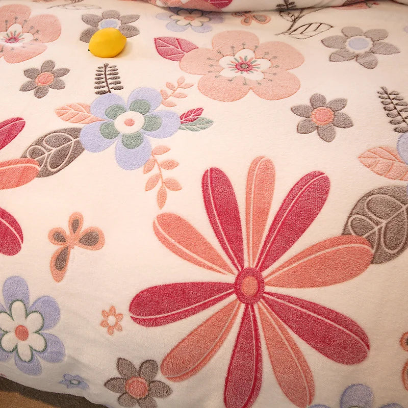 Housse de couette en polaire corail imprimée, neuf motifs