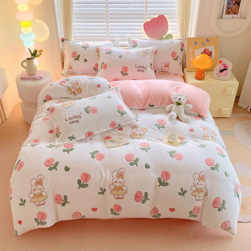 Housse de couette polaire enfant, dix-sept dessins en relief