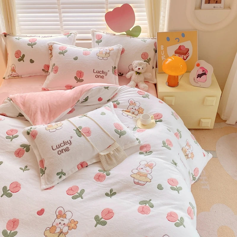 Housse de couette polaire enfant, dix-sept dessins en relief