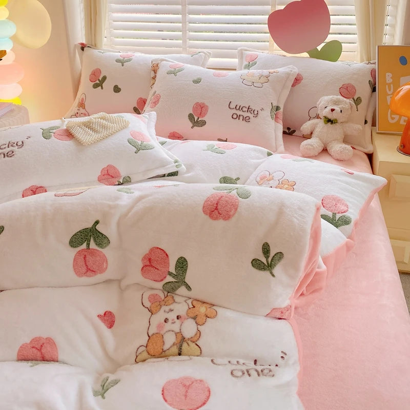 Housse de couette polaire enfant, dix-sept dessins en relief