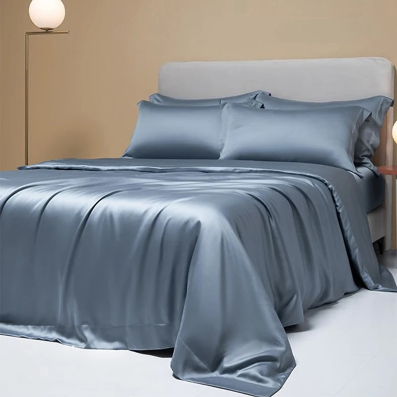Housse de couette en soie de mûrier naturelle, unie et mate