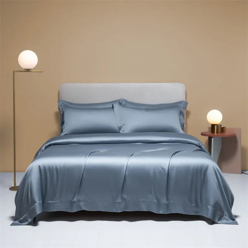 Housse de couette en soie de mûrier naturelle, unie et mate