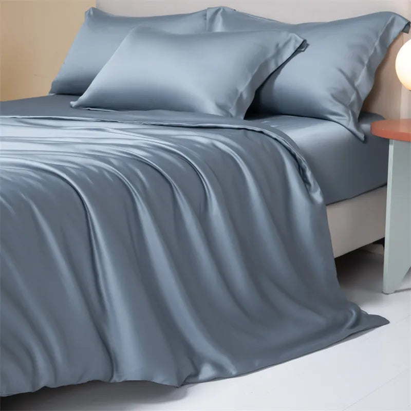 Housse de couette en soie de mûrier naturelle, unie et mate