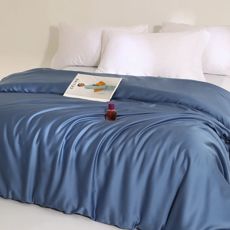 Housse de couette en soie de mûrier naturelle, unie et mate