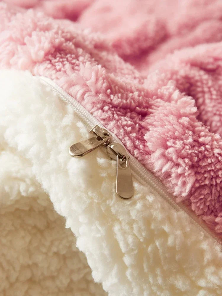 Housse de couette toucher cachemire, doublée sherpa chaude