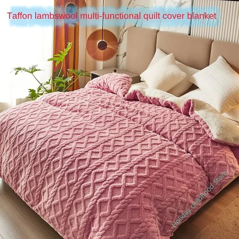 Housse de couette toucher cachemire, doublée sherpa chaude