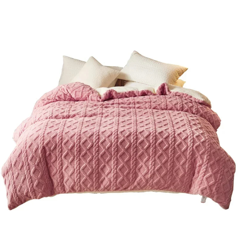 Housse de couette toucher cachemire, doublée sherpa chaude