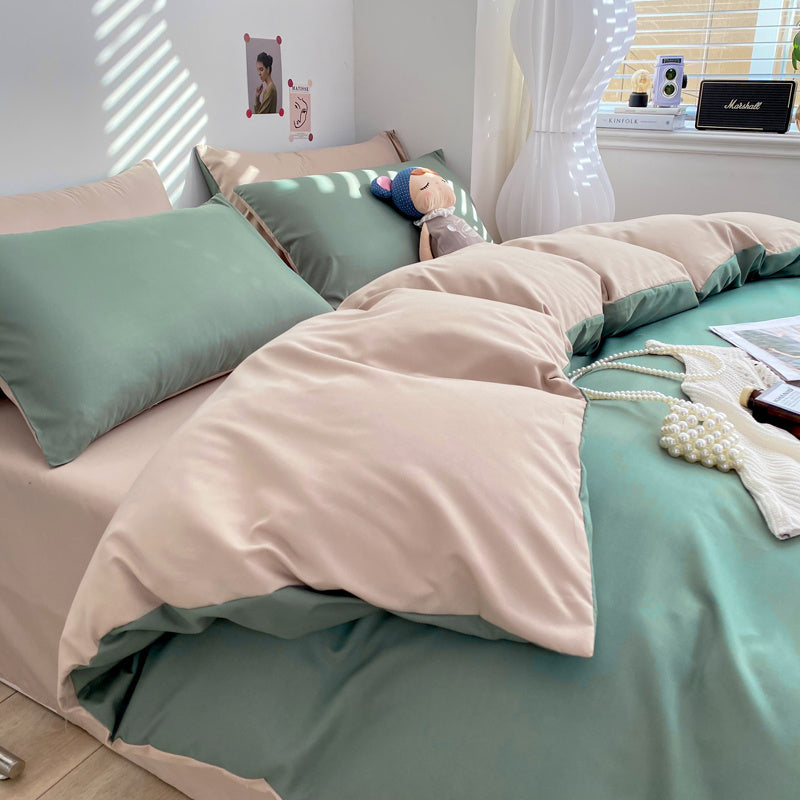 Housse de couette unie bicolore, microfibre douce et légère