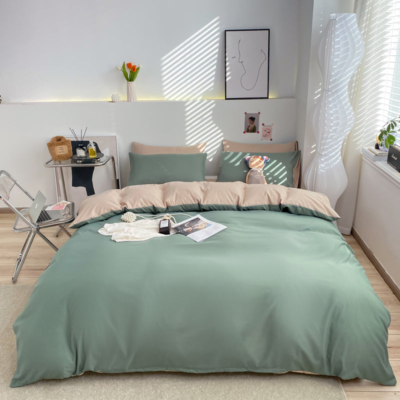 Housse de couette unie bicolore, microfibre douce et légère — vue 10