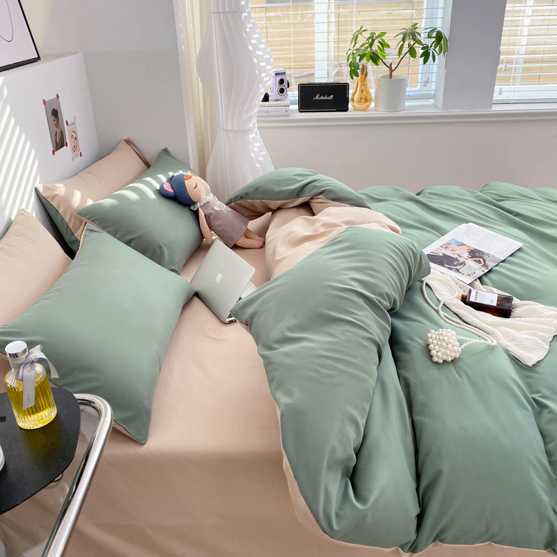 Housse de couette unie bicolore, microfibre douce et légère — vue 11