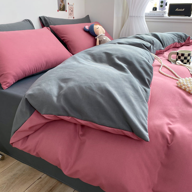 Housse de couette unie bicolore, microfibre douce et légère — vue 4