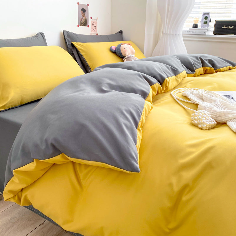 Housse de couette unie bicolore, microfibre douce et légère — vue 5 Image