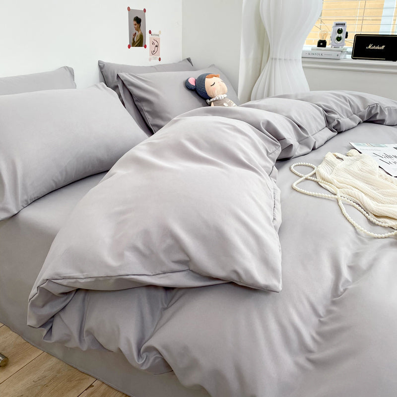 Housse de couette unie bicolore, microfibre douce et légère — vue 8