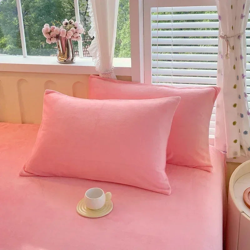 Housse de couette en velours de lait épais, unie et chaude