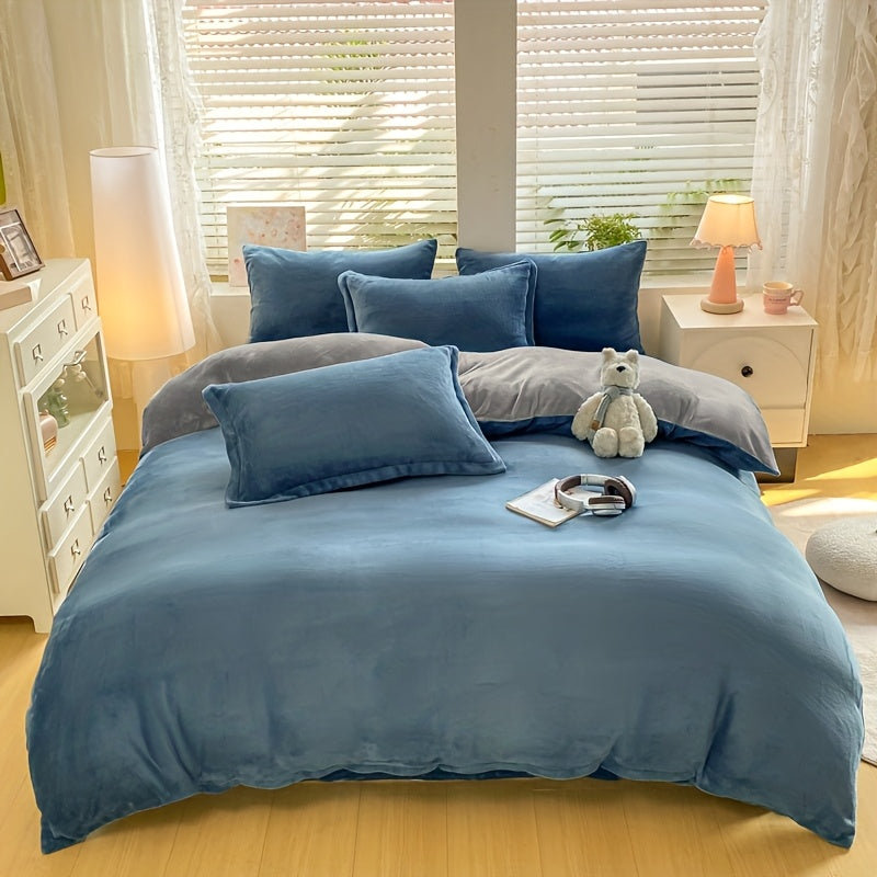 Housse de couette velours de lait bicolore, six teintes