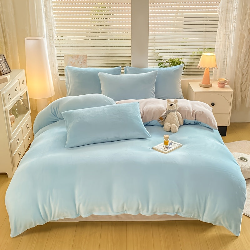 Housse de couette velours de lait bicolore, six teintes