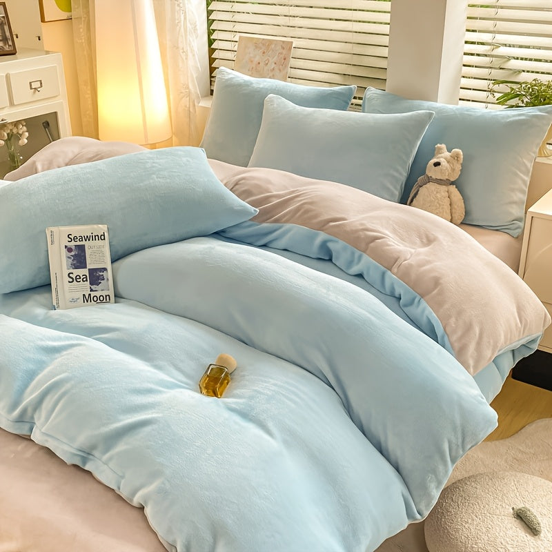 Housse de couette velours de lait bicolore, six teintes