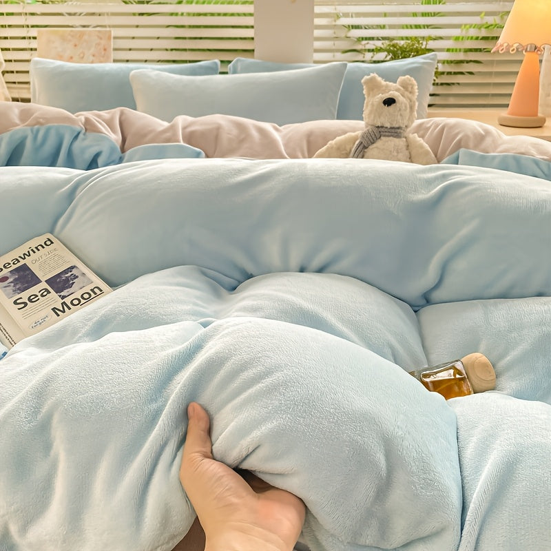 Housse de couette velours de lait bicolore, six teintes