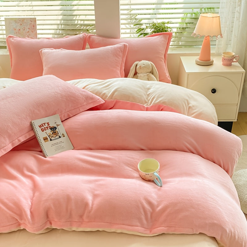 Housse de couette velours de lait bicolore, six teintes