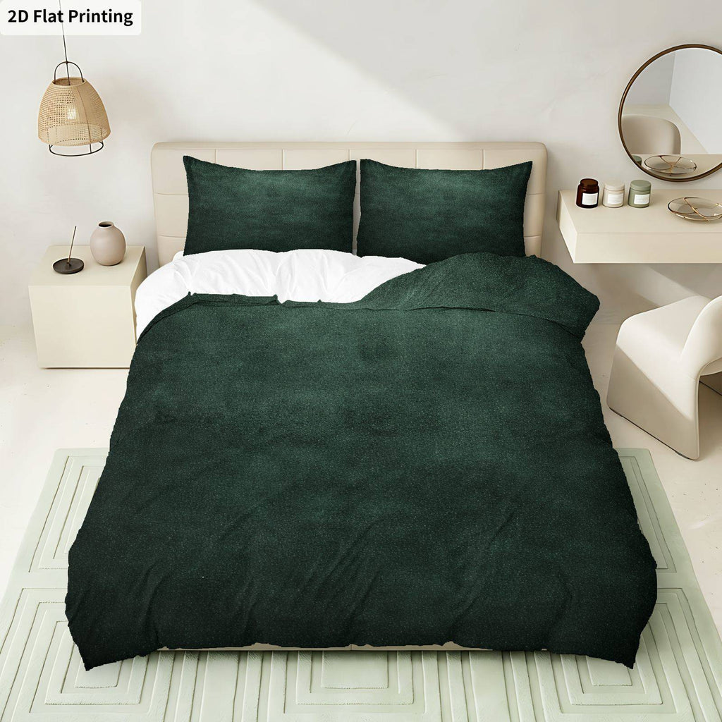 Housse de couette vert émeraude effet velours, 3 pièces