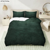 Housse de couette vert émeraude effet velours, 3 pièces