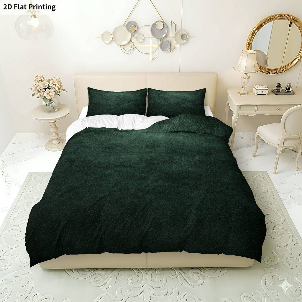 Housse de couette vert émeraude effet velours, 3 pièces