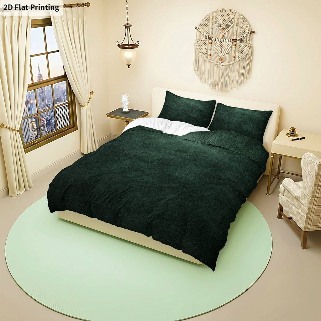 Housse de couette vert émeraude effet velours, 3 pièces