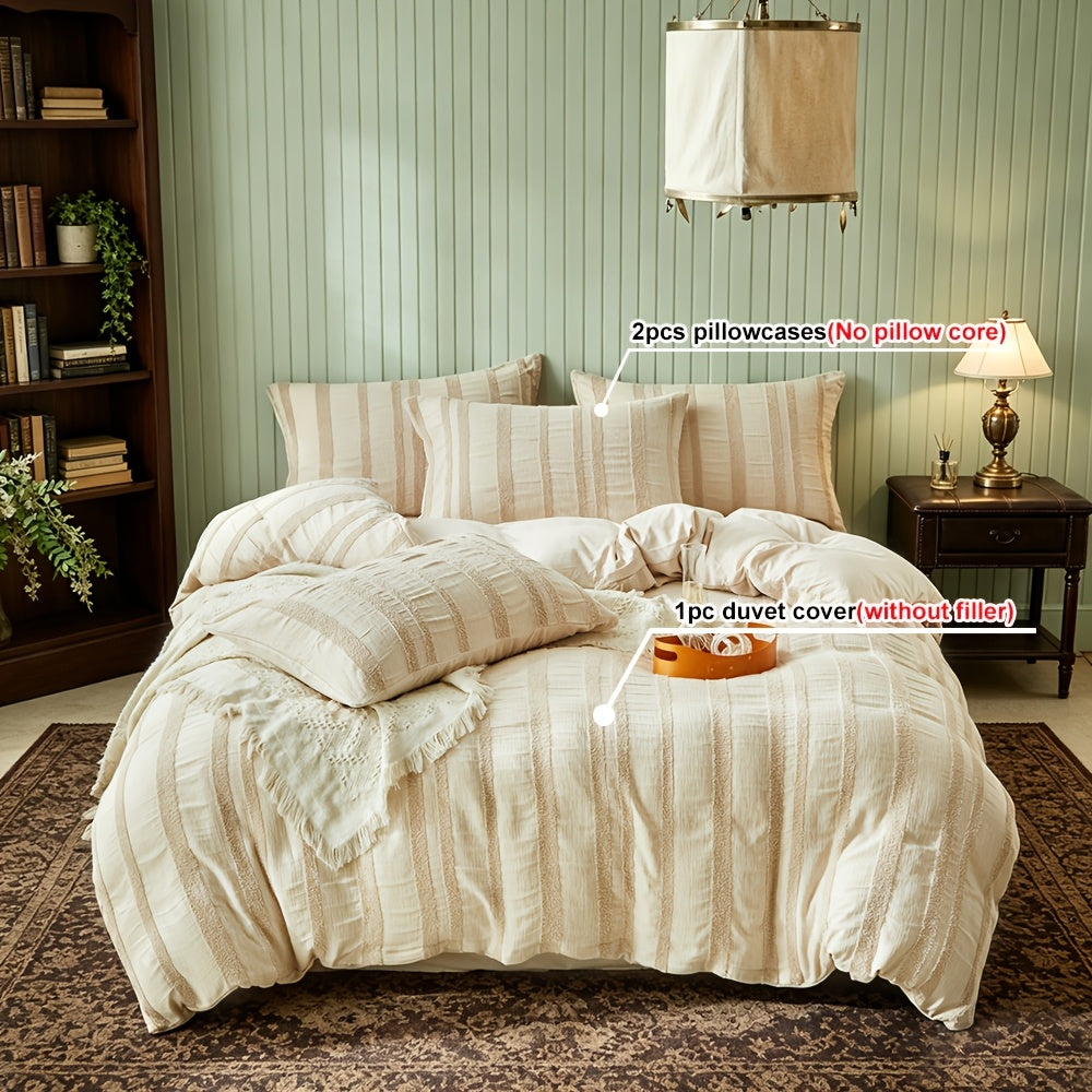 Housse de couette texturée à rayures, microfibre 5 — vue 6 Image