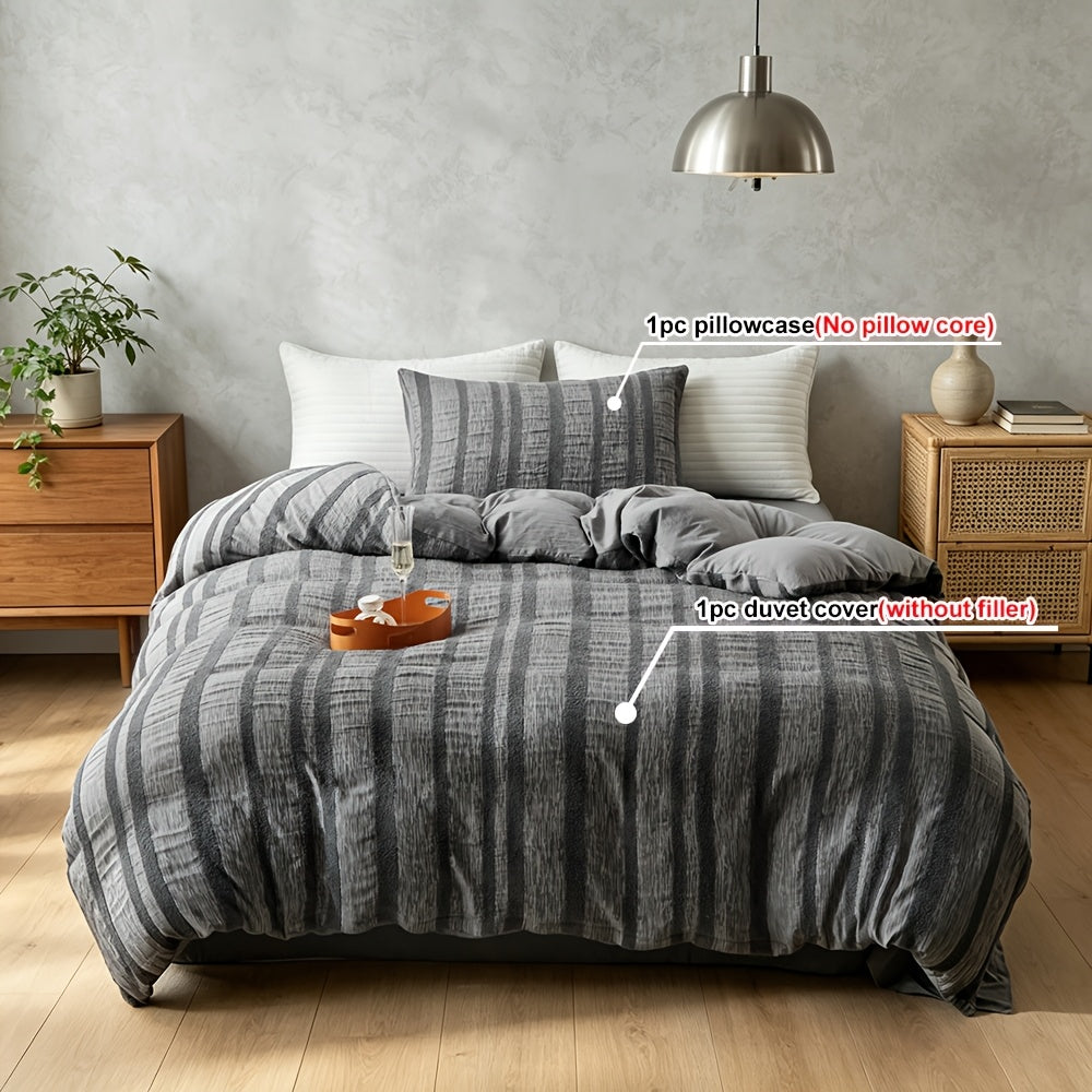 Housse de couette texturée à rayures, microfibre 5 — vue 7