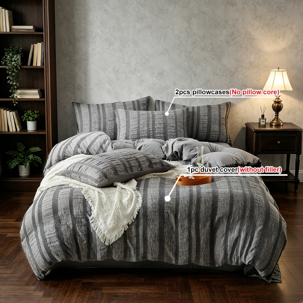 Housse de couette texturée à rayures, microfibre 5 — vue 8 Image