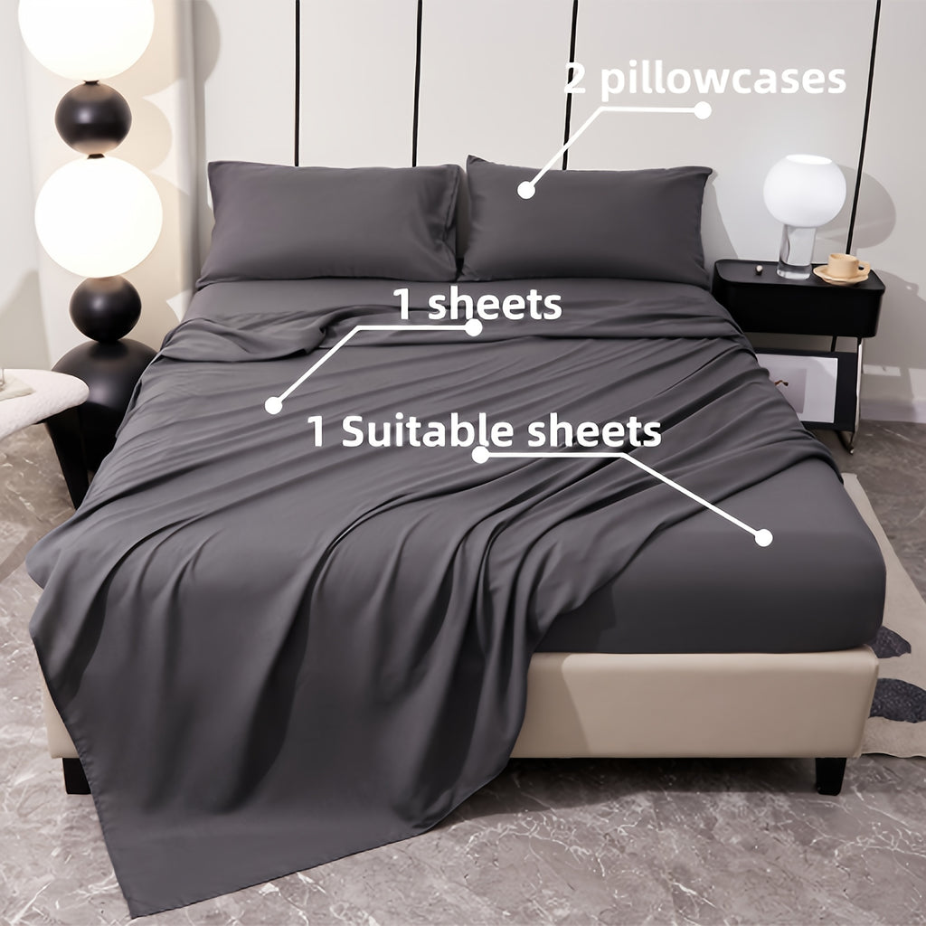 Parure de lit unie 4 pièces en microfibre brossée douce