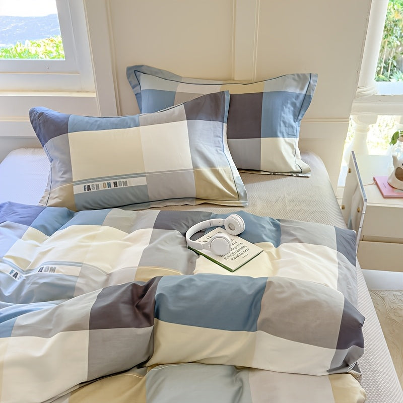 Parure de Housse de Couette Douce  Carreaux 100 Coton 23 Pices 1Housse de Couette  12Taie dOreiller sans Rembourrage Linge de Lit cologique et Sain Doux et Confortable pour Toutes les Occasions pour Chambre  Coucher Chambre dAmis
