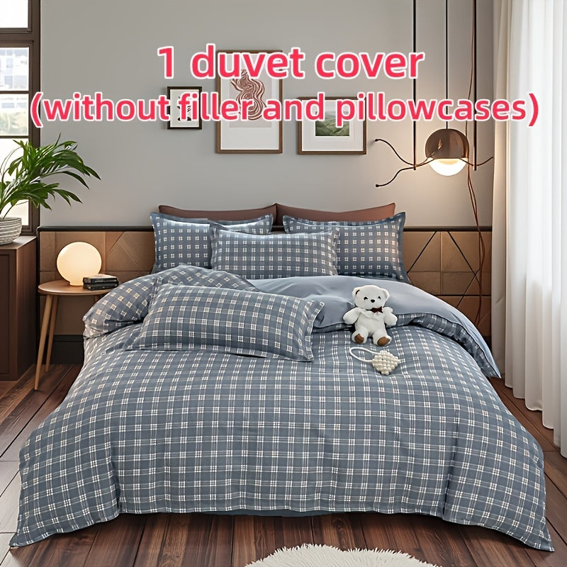 1 housse de couette en flanelle  carreaux et rayures simple et confortable sans rembourrage ni taies doreiller