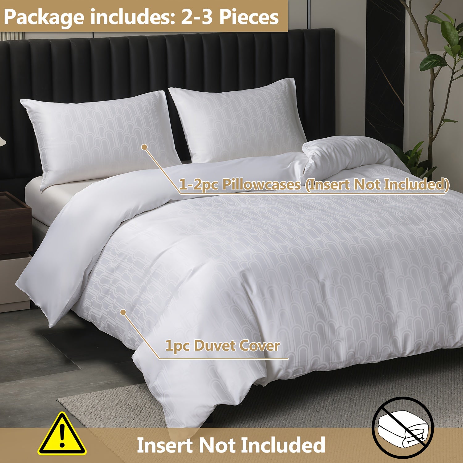 Housse de couette 23 pices en satin jacquard ray 100 coton 300Tc forme en U douce et confortable rsistante aux dcolorations et sans lectricit statique