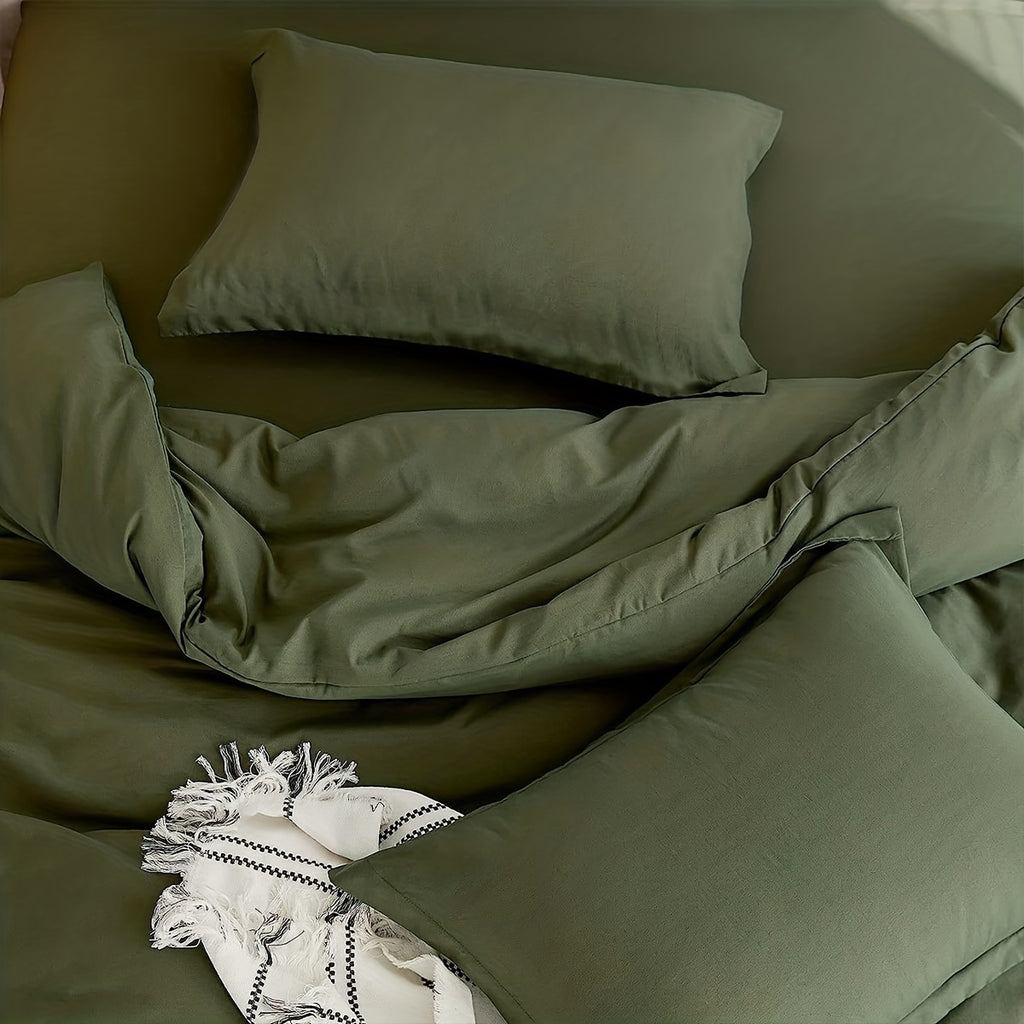 Ensemble de housse de couette 3 pices couleur unie