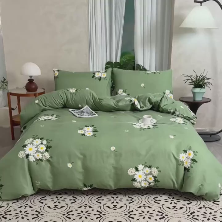 Ensemble de housse de couette 3 pices  motif petite marguerite frache printempst doux confortable non dlavable 1 housse de couette et 2 taies doreiller non remplies 100  fibre ultralgre lavable en machine ouverture  fermeture clair