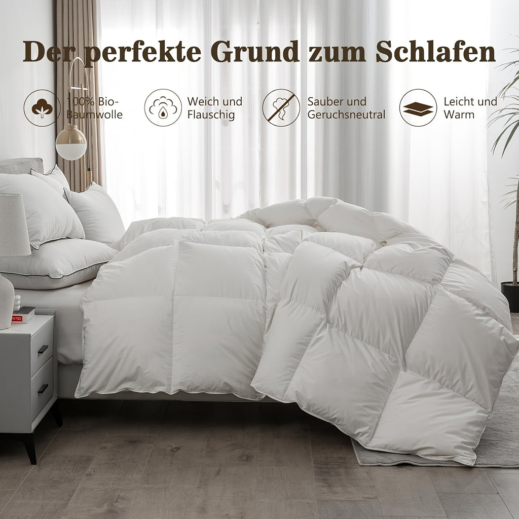 Couette luxe toute saison en duvet doie garniture premium 450 gsm 10  duvet et 90  plumes cinq tailles 135x200 155x220 200x200 220x240 240x260 housse douce en coton 100  poids lev respirante moelleuse confort hiver entretien facile RDS